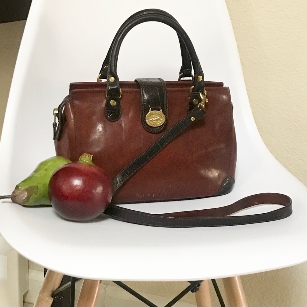 Vintage BRAHMIN Leather Satchel Crossboby Purse